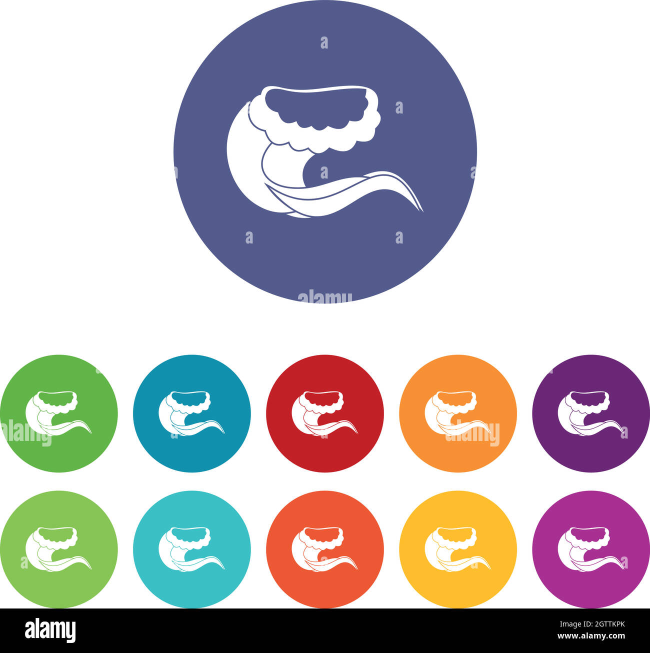 Curling and cracking wave set icons Stock Vector