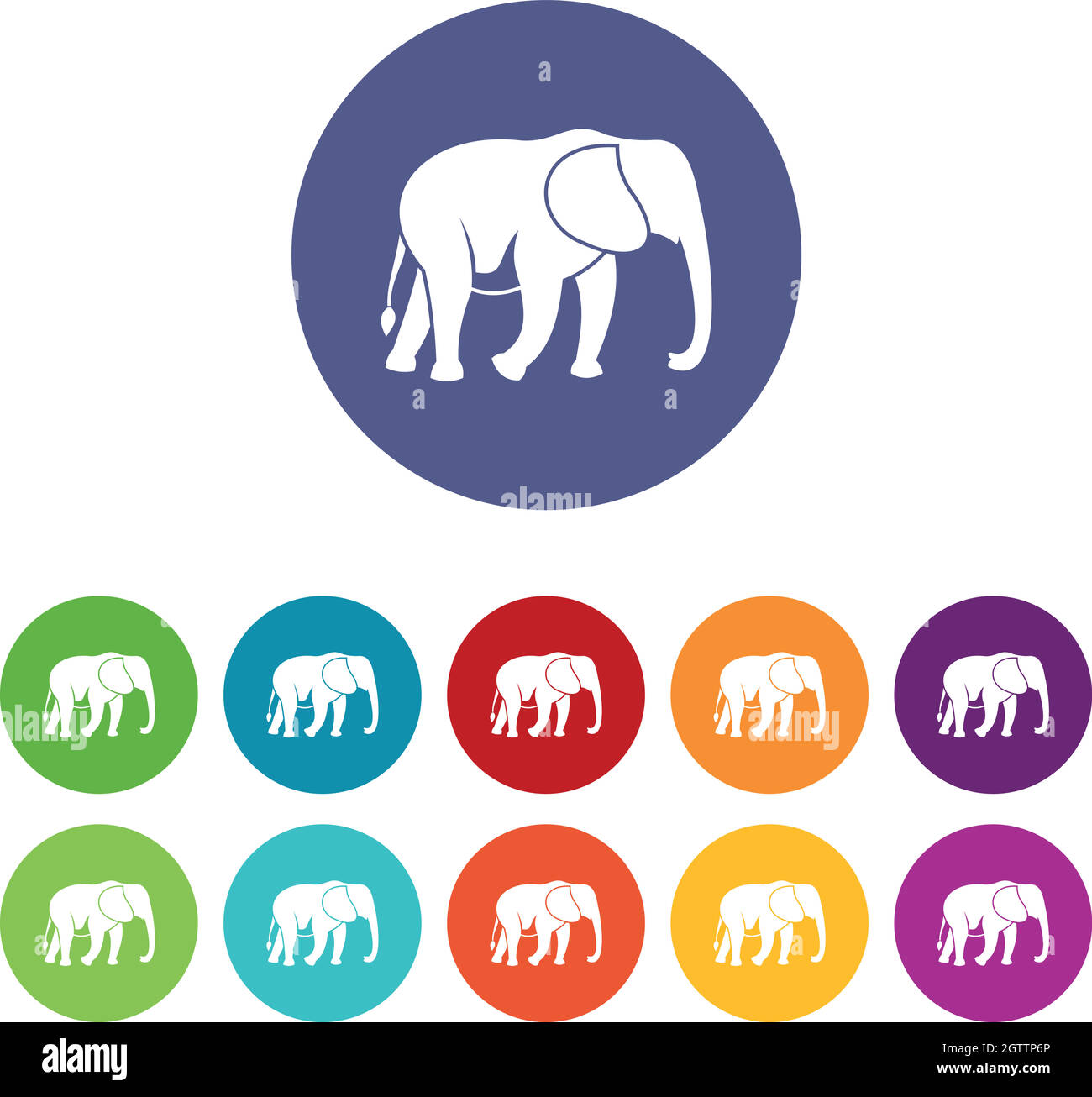 Wild elephant set icons Stock Vector