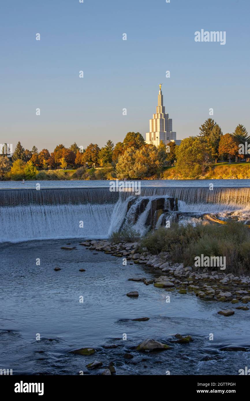 Idaho Falls, Idaho with the historic LDS Temple Stock Photo