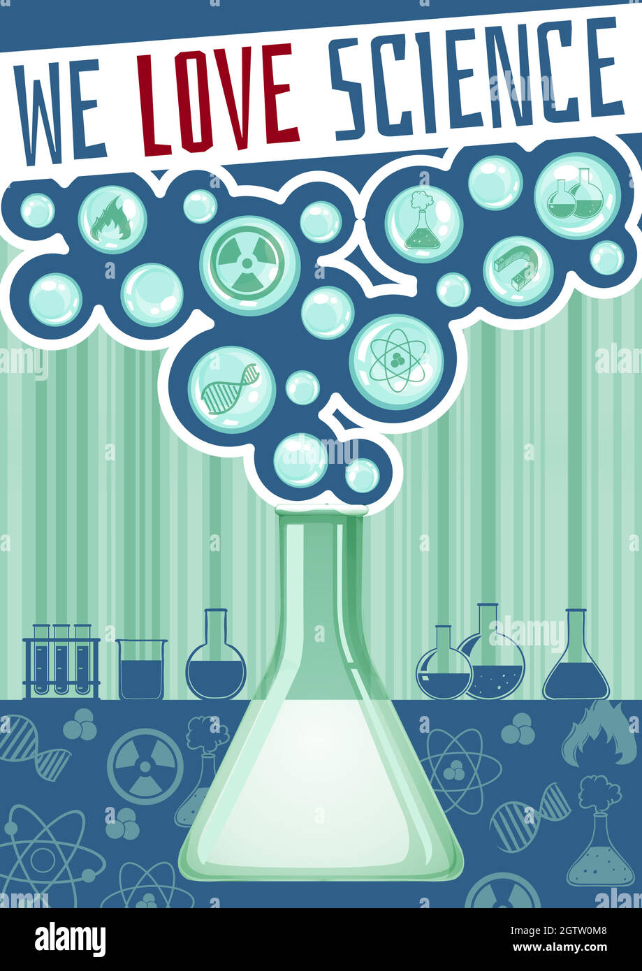 Science poster with lab equipment Stock Vector