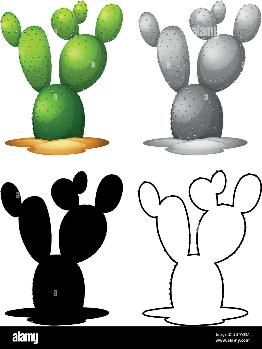 Cactus cartoon icon silhouette hi-res stock photography and images - Alamy