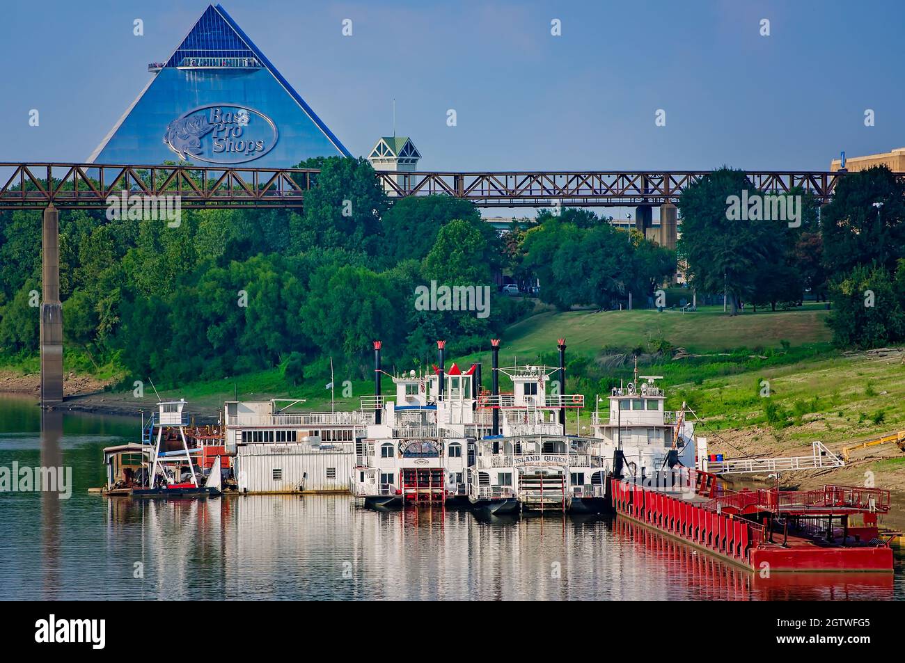 Memphis riverboats Memphis Queen III and Island Queen are pictured, Sept. 10, 2015, in Memphis, Tennessee. Stock Photo