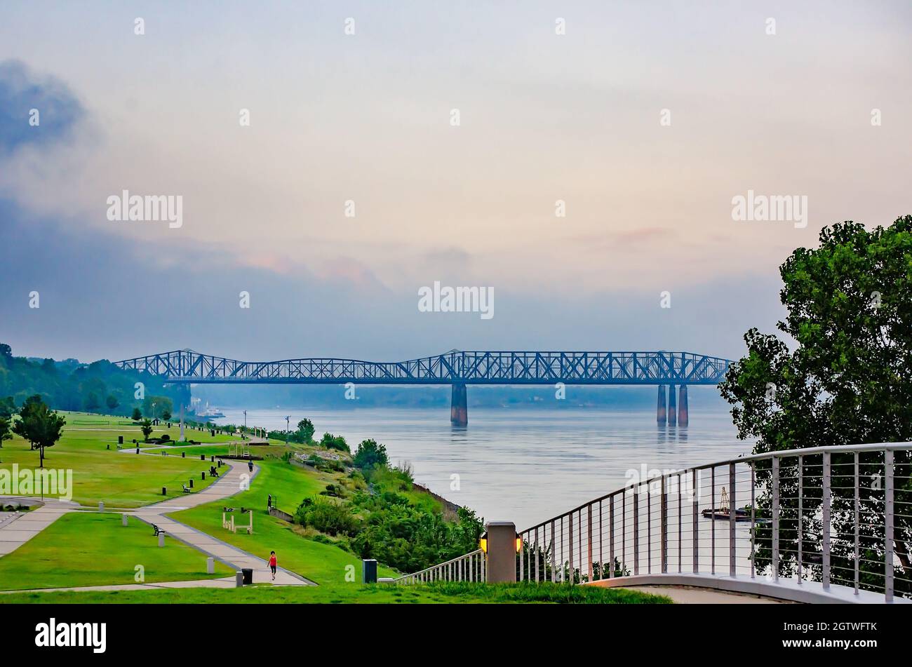 Tom Lee Park is pictured from Beale Street Landing, Sept. 10, 2015, in Memphis, Tennessee. Tom Lee Park is a 30-acre city park. Stock Photo