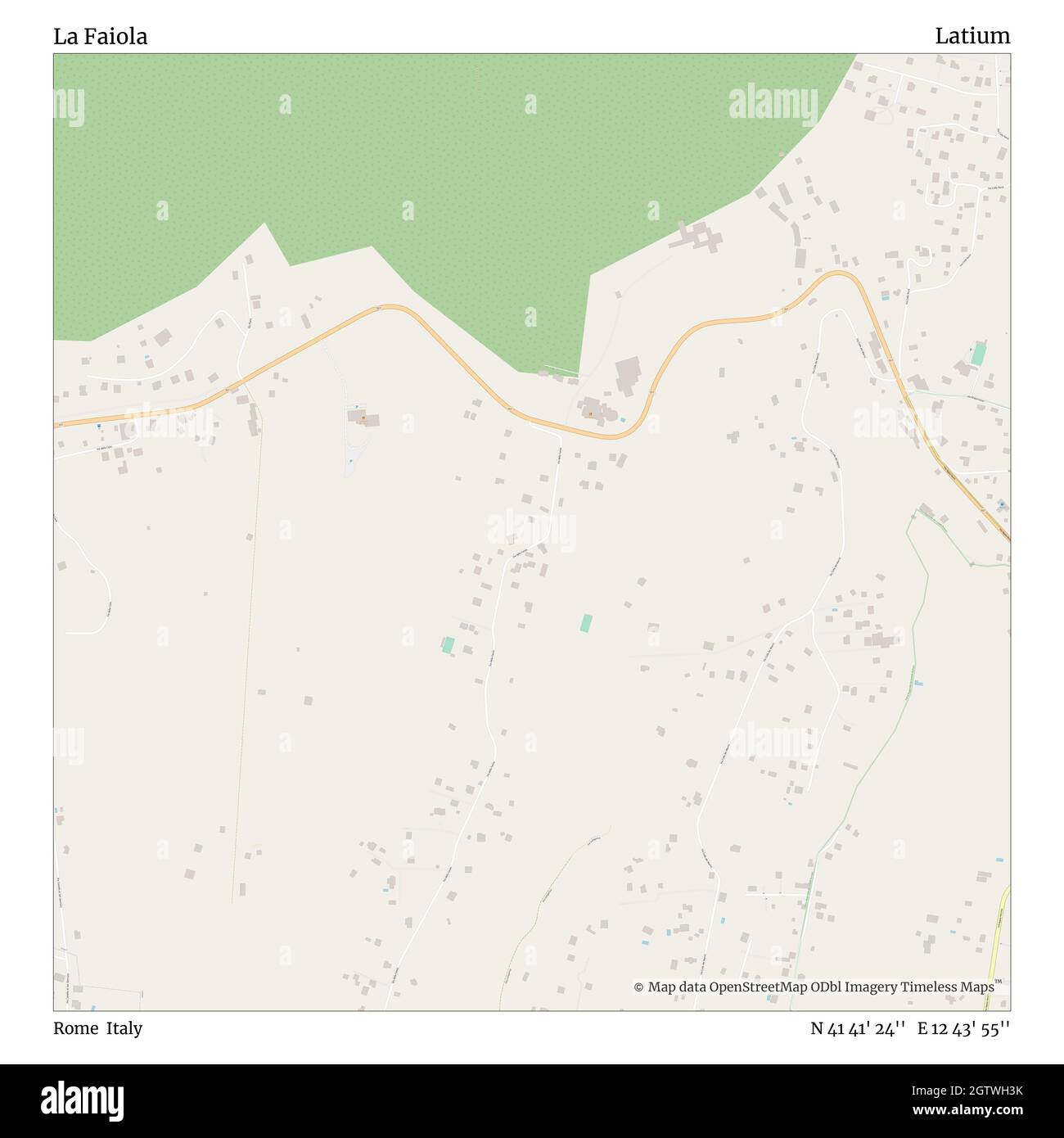 La Faiola, Rome, Italy, Latium, N 41 41' 24'', E 12 43' 55'', map, Timeless Map published in 2021. Travelers, explorers and adventurers like Florence Nightingale, David Livingstone, Ernest Shackleton, Lewis and Clark and Sherlock Holmes relied on maps to plan travels to the world's most remote corners, Timeless Maps is mapping most locations on the globe, showing the achievement of great dreams Stock Photo