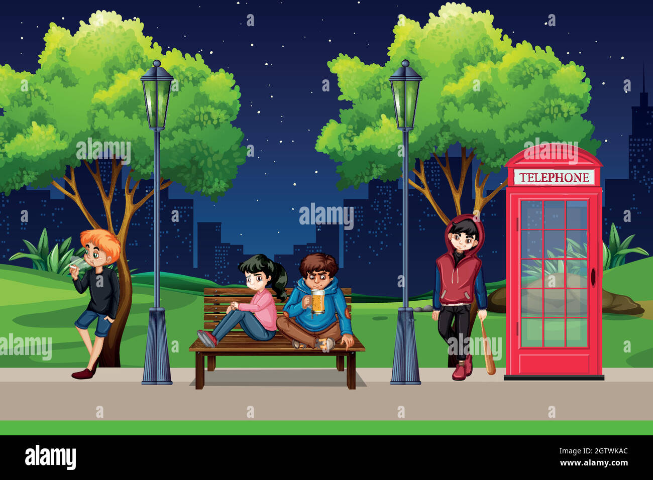 Teenagers night group Stock Vector Images - Alamy