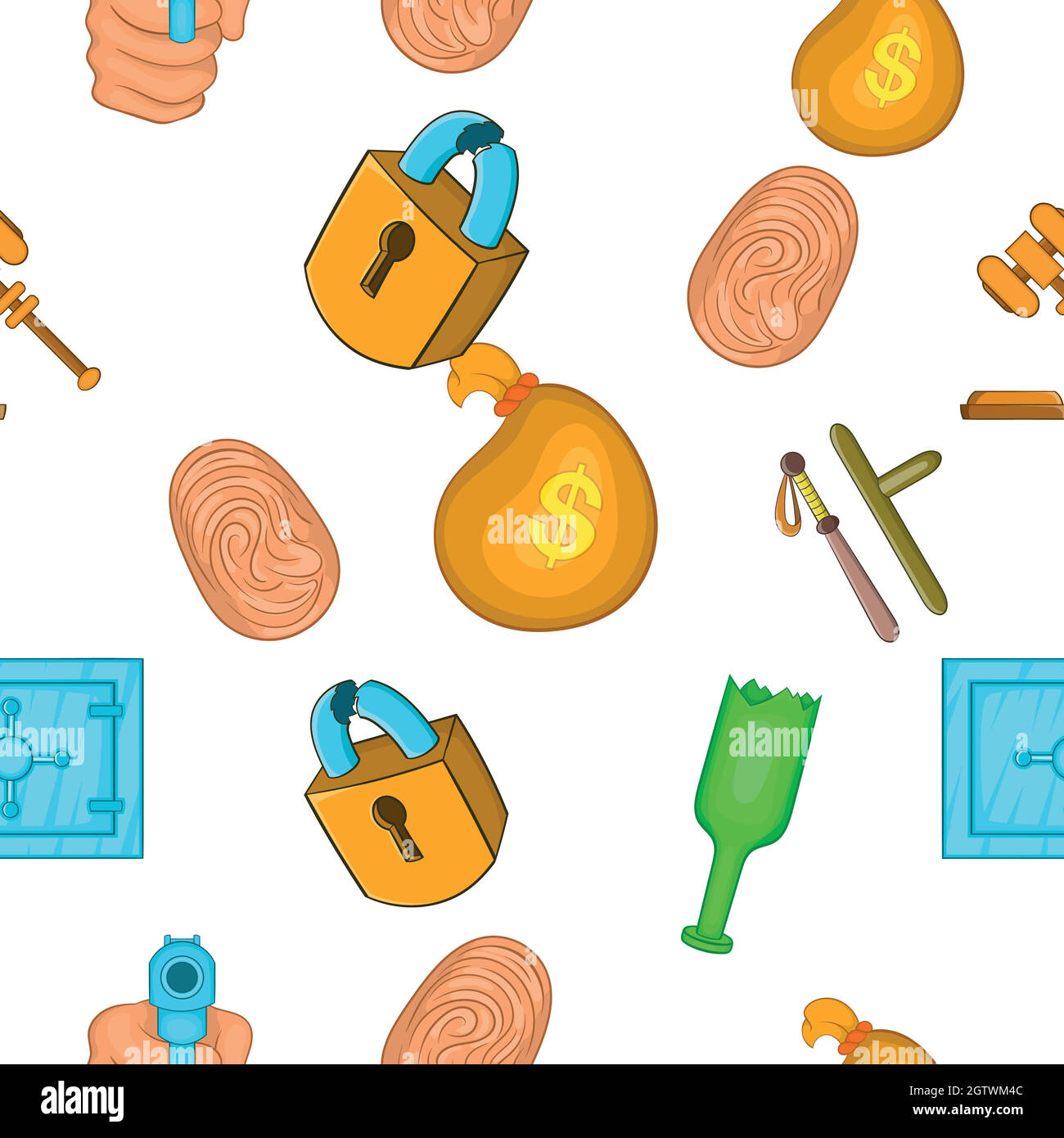 Lawlessness pattern, cartoon style Stock Vector