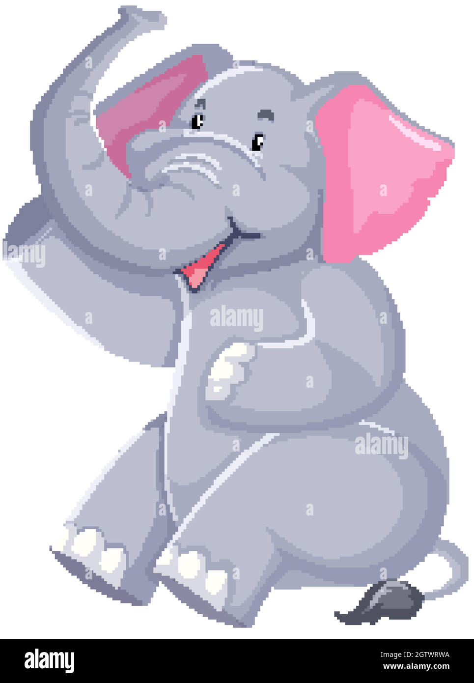 Cute elephant sitting on white background Stock Vector