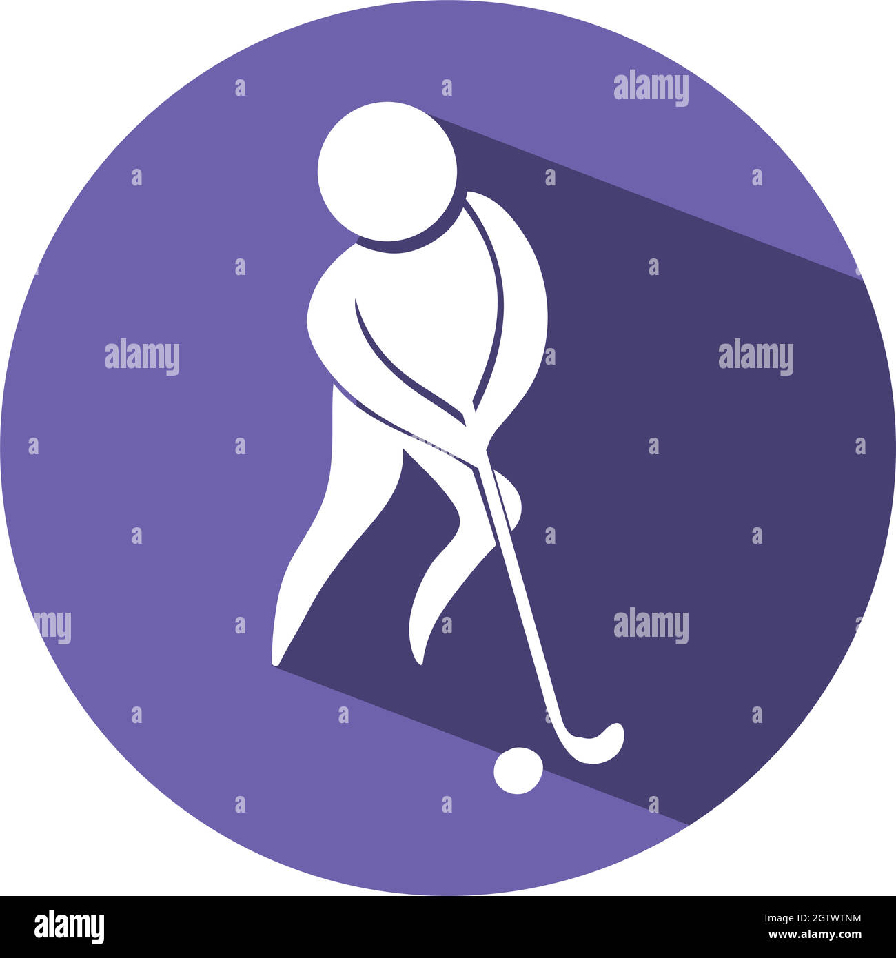 Sport icon design for ground hockey on round tag Stock Vector