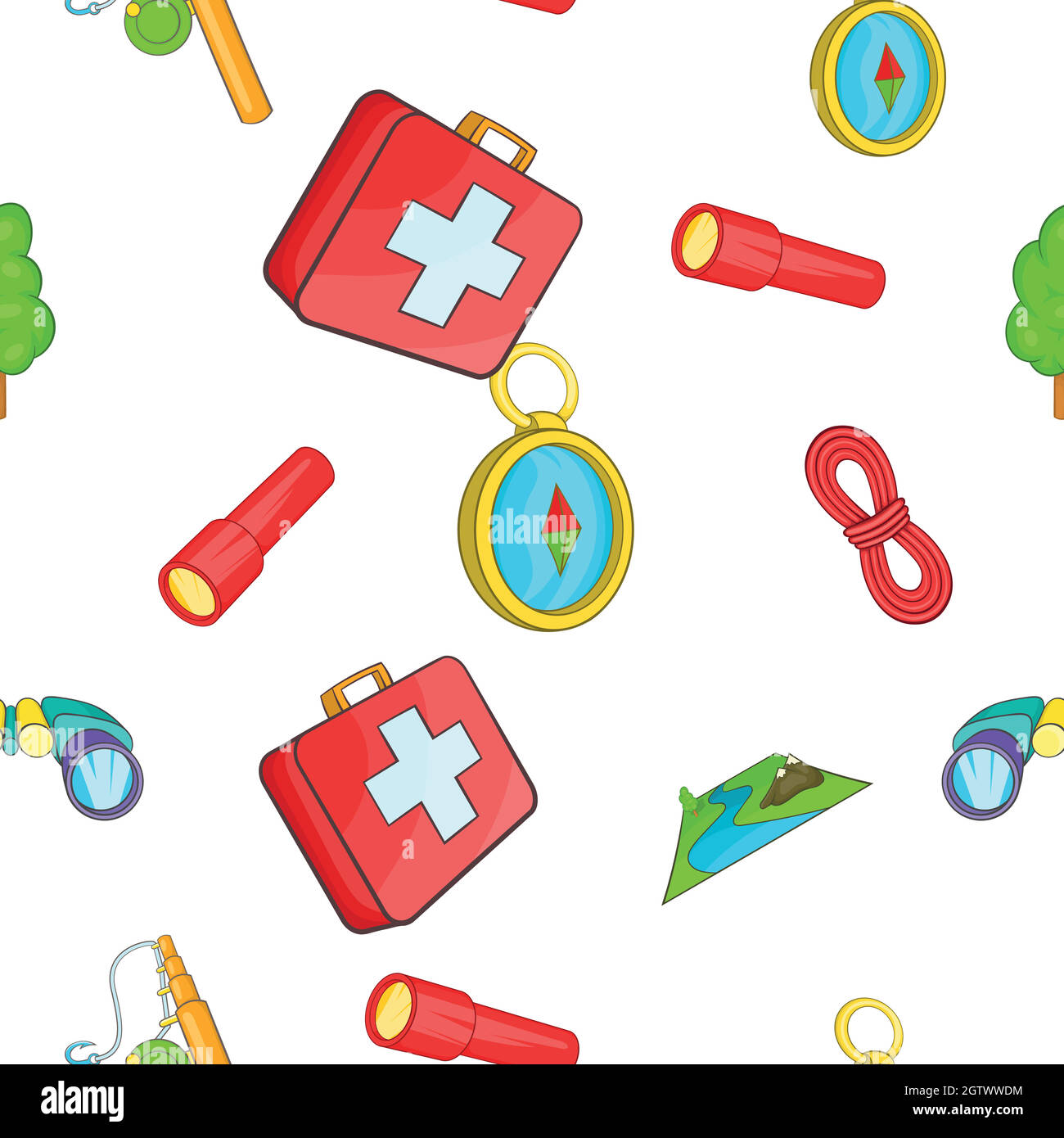 Encampment pattern, cartoon style Stock Vector