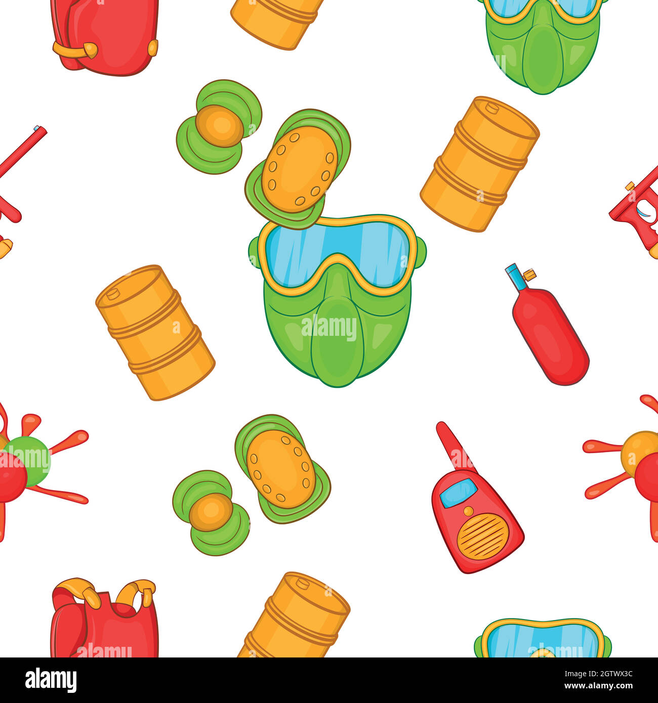 Competition paintball pattern, cartoon style Stock Vector