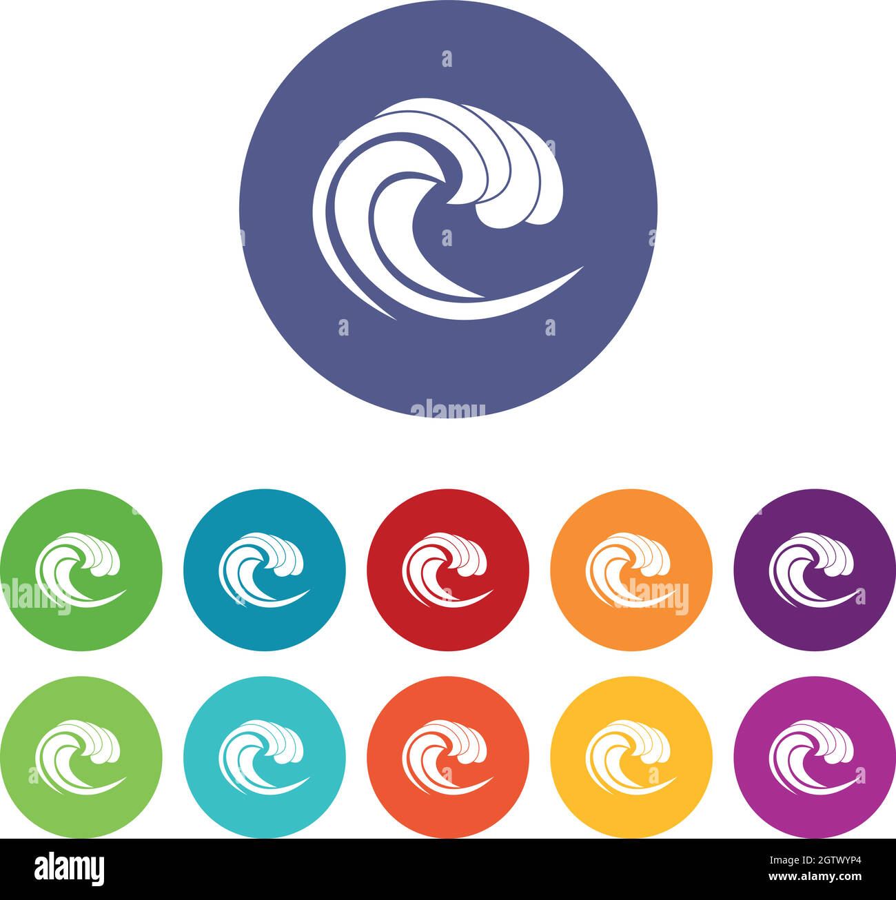 Wave of sea tide set icons Stock Vector