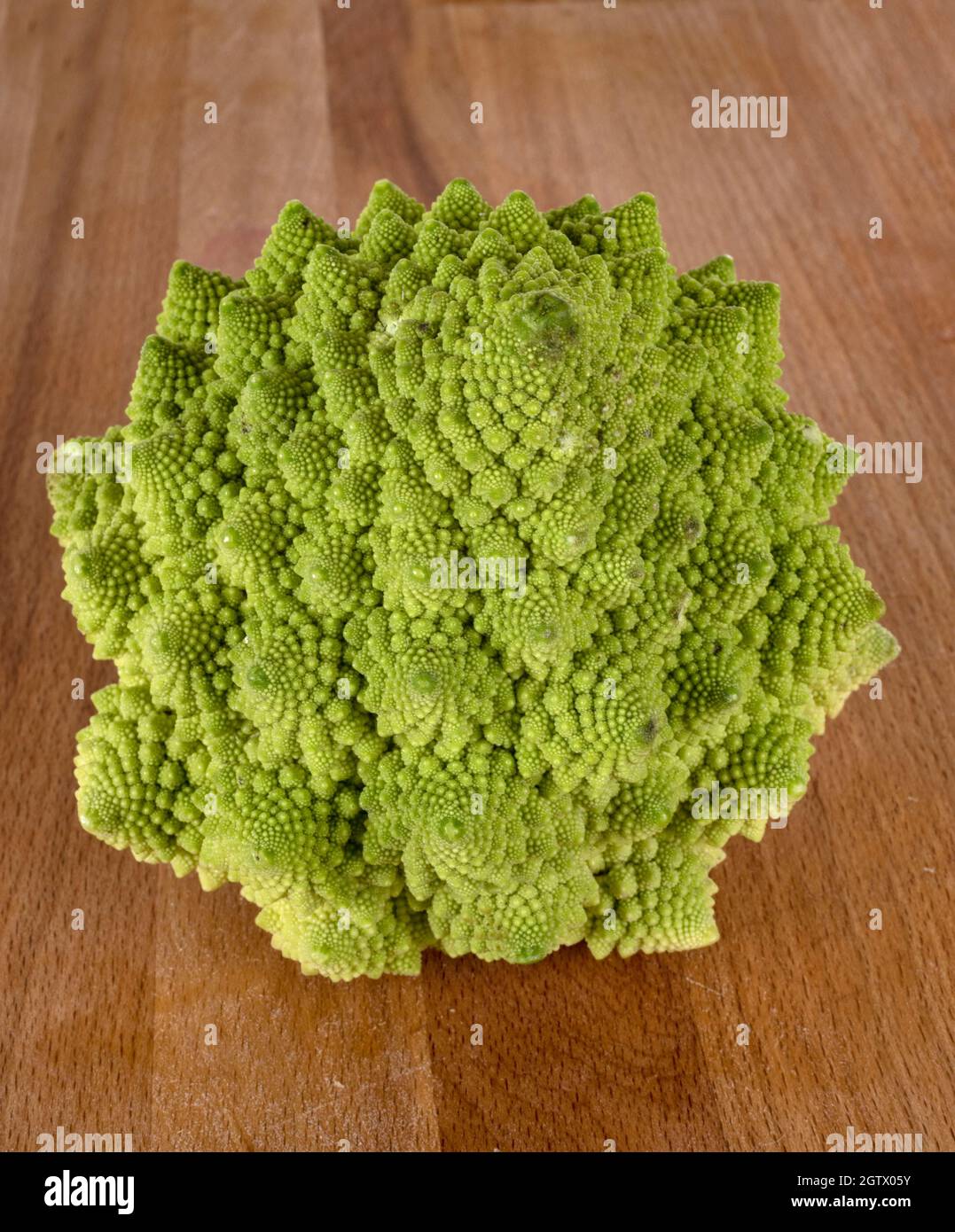 High Angle View Of Romanesco Cauliflower On Table Stock Photo