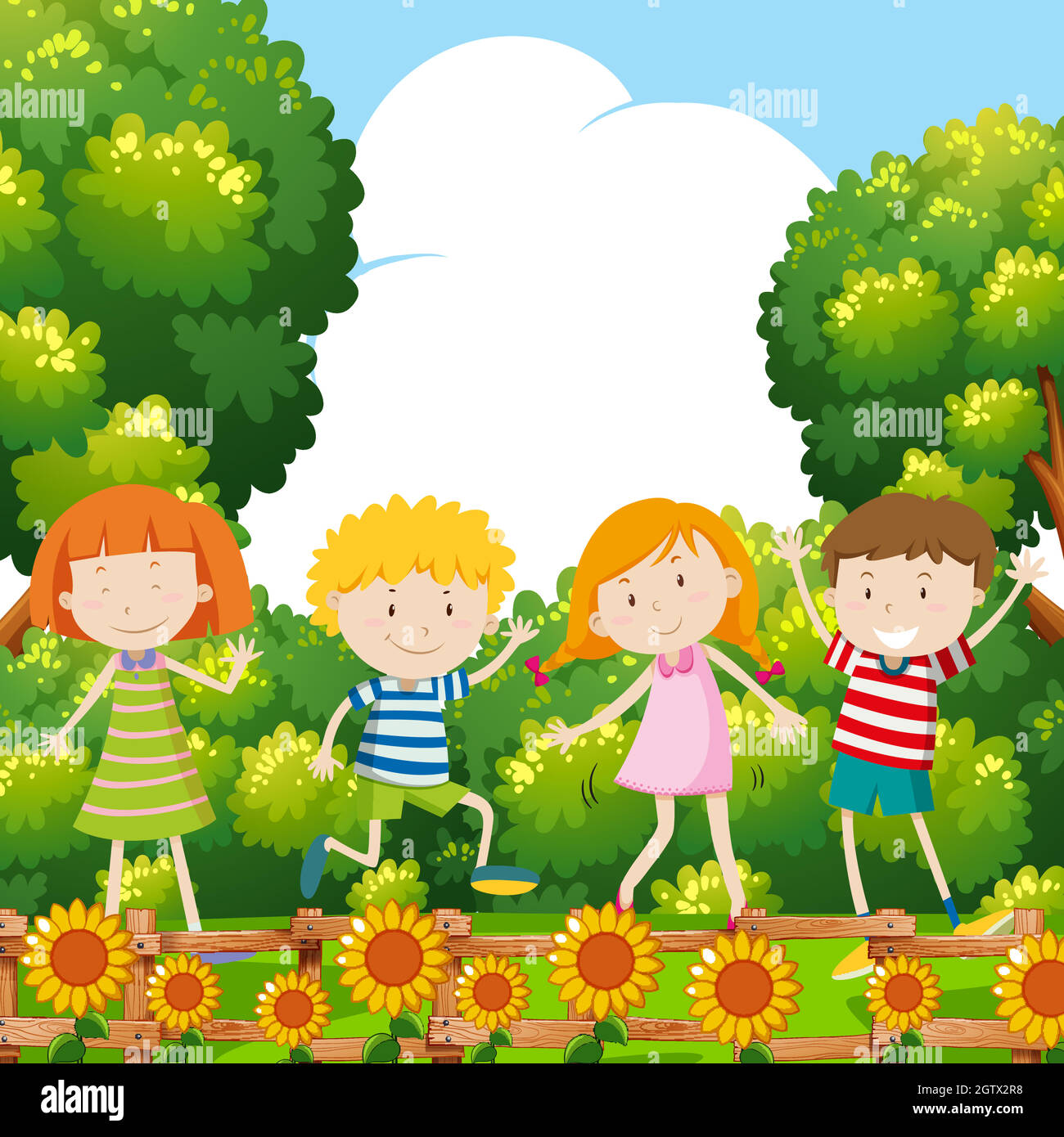 Sunflower garden child Stock Vector Images - Alamy