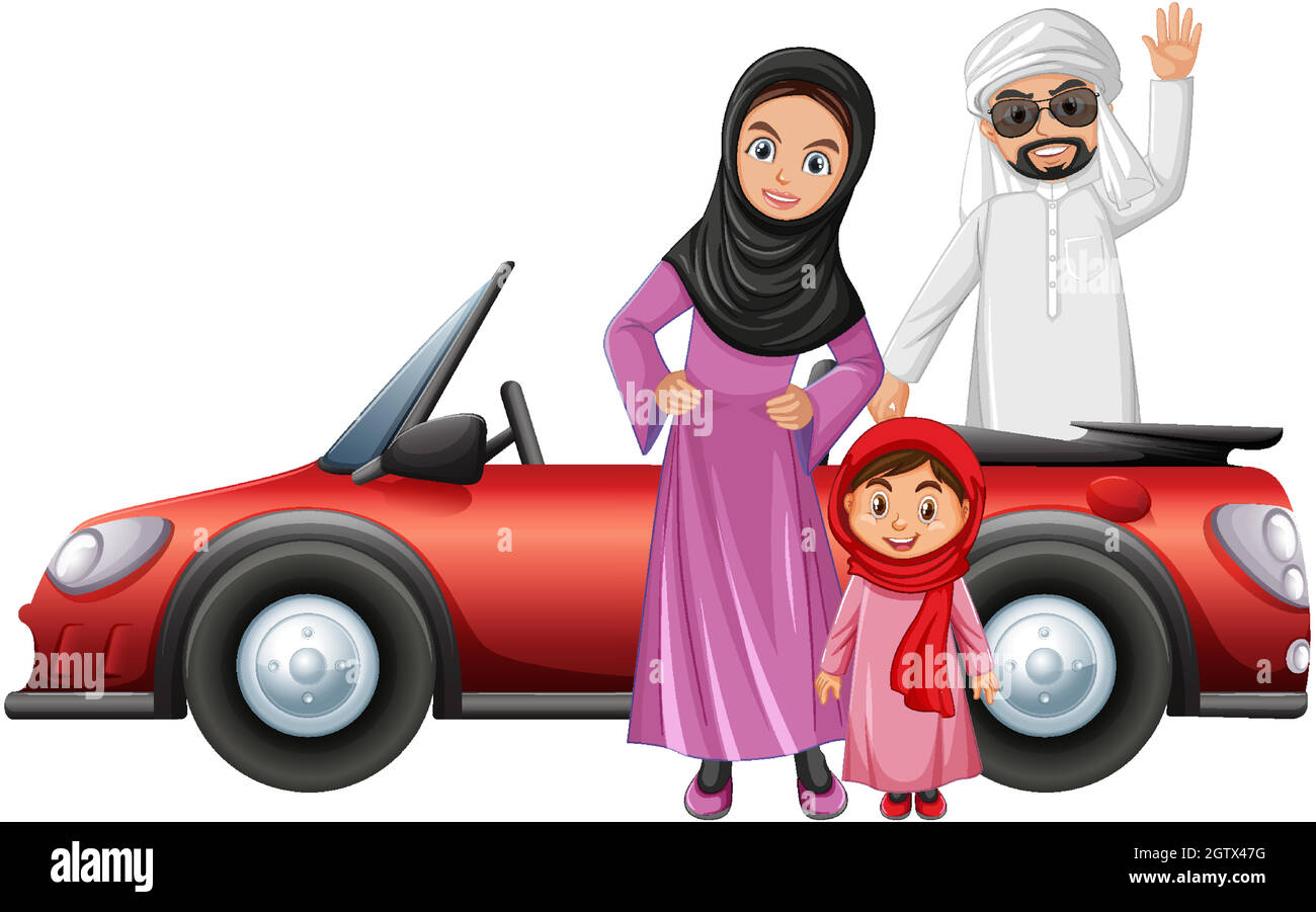 Arabic couple cartoon character Stock Vector
