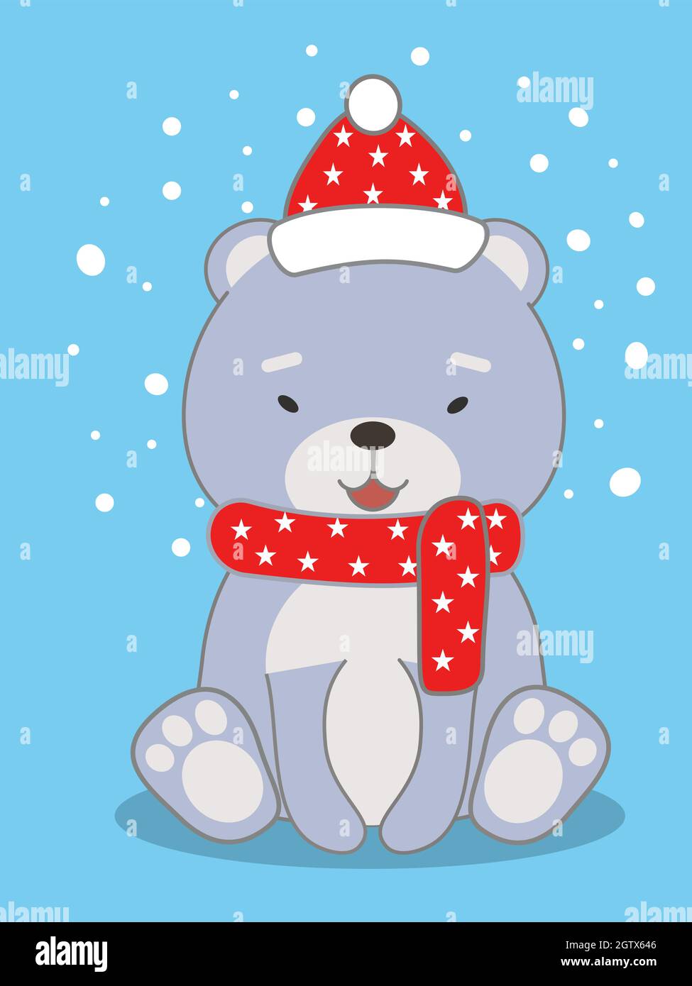 Cute Christmas card with a cartoon polar bear Stock Vector Image & Art ...