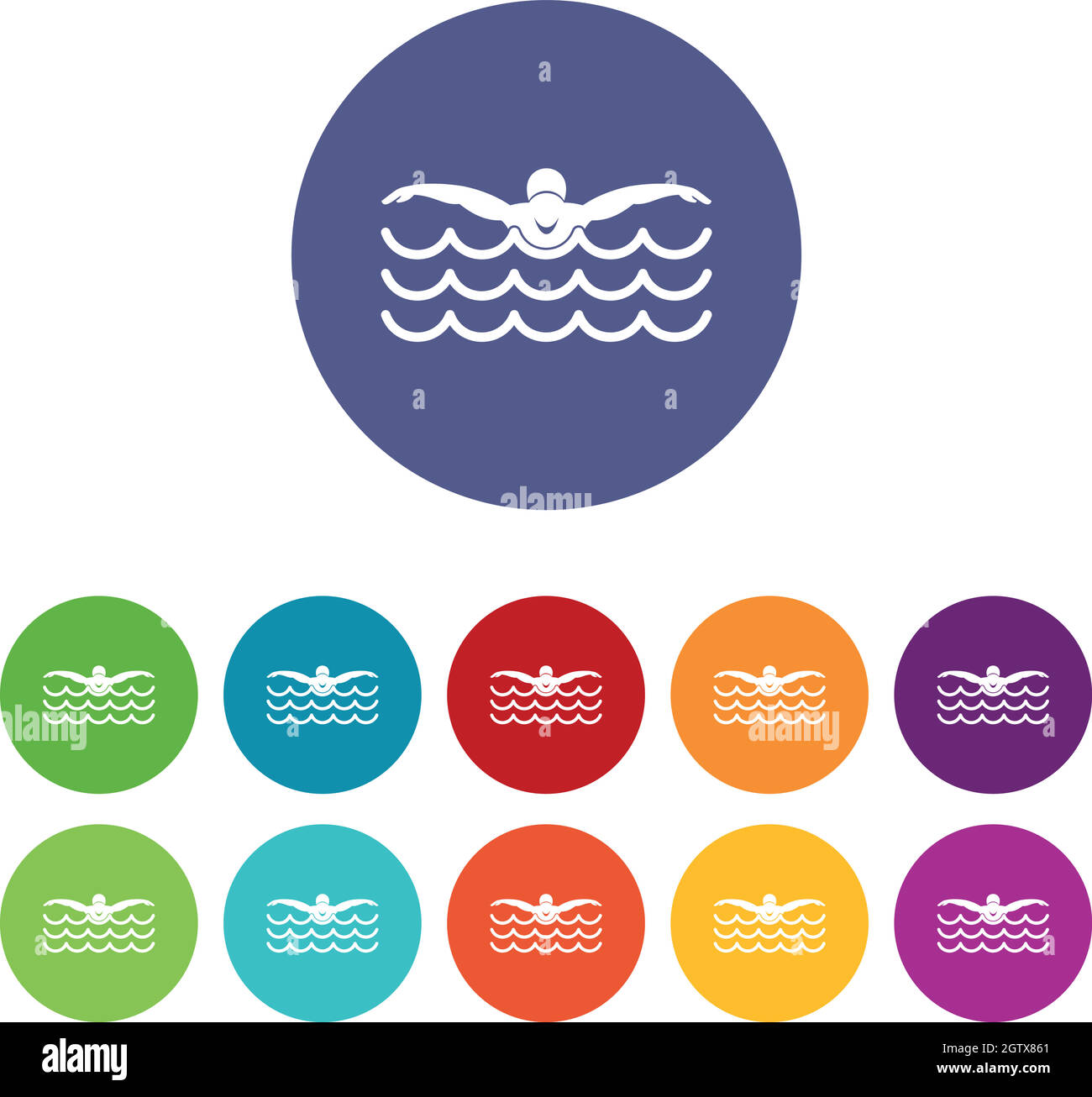 Butterfly swimmer set icons Stock Vector