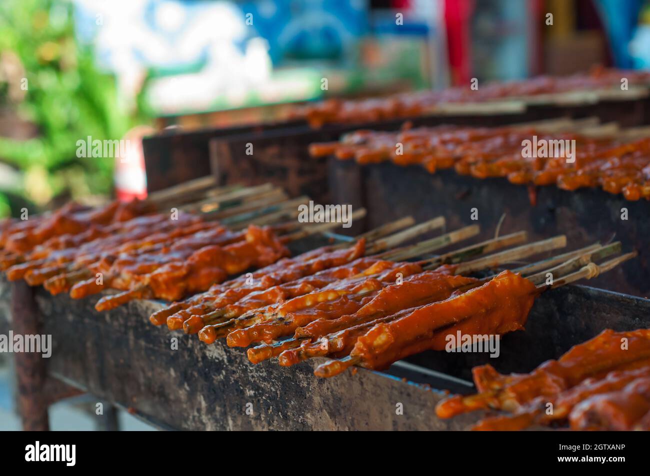 Traditional Thai Chicken Barbecue With Curcuma Powder Herb For Halal