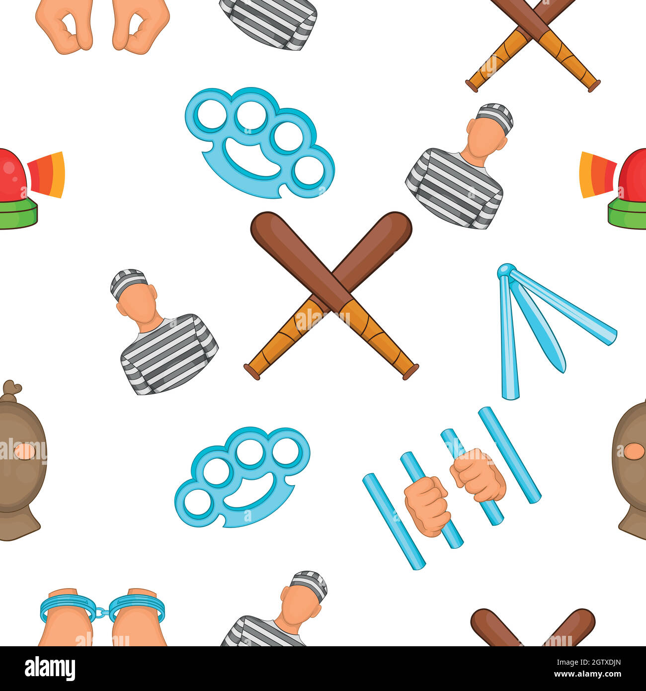 Crime pattern, cartoon style Stock Vector