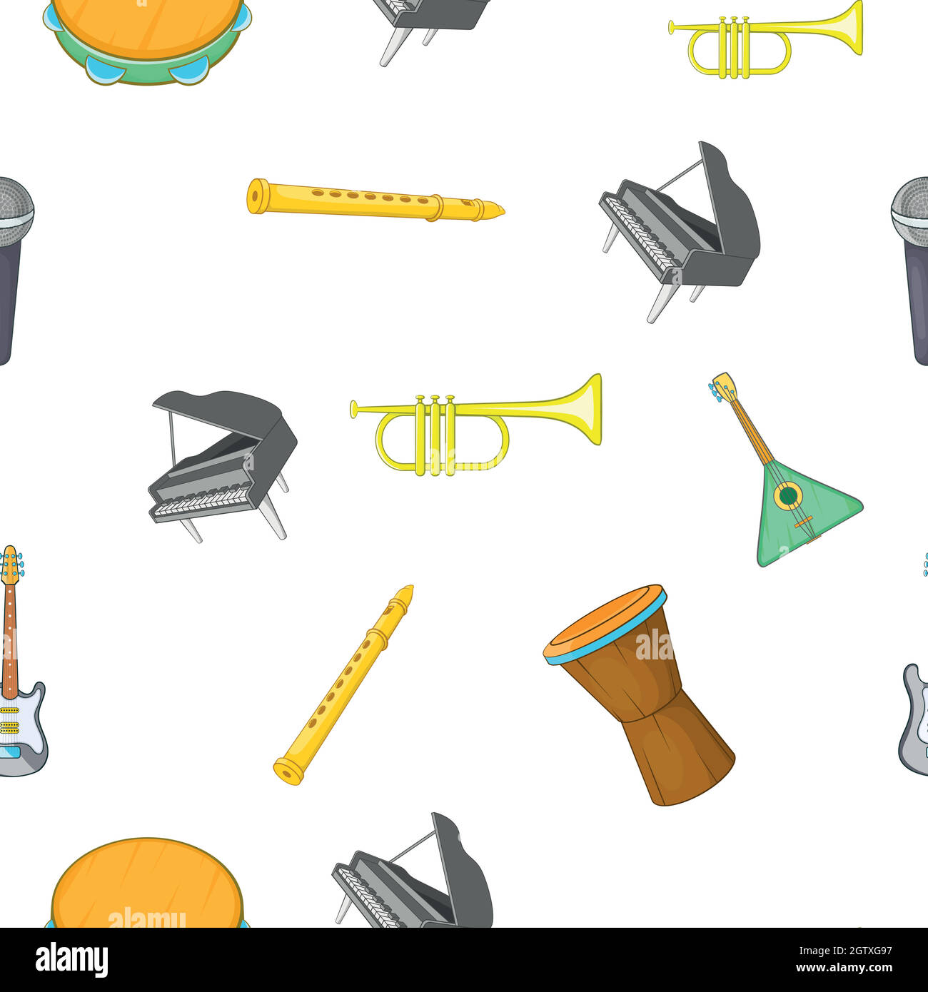 Musical device pattern, cartoon style Stock Vector
