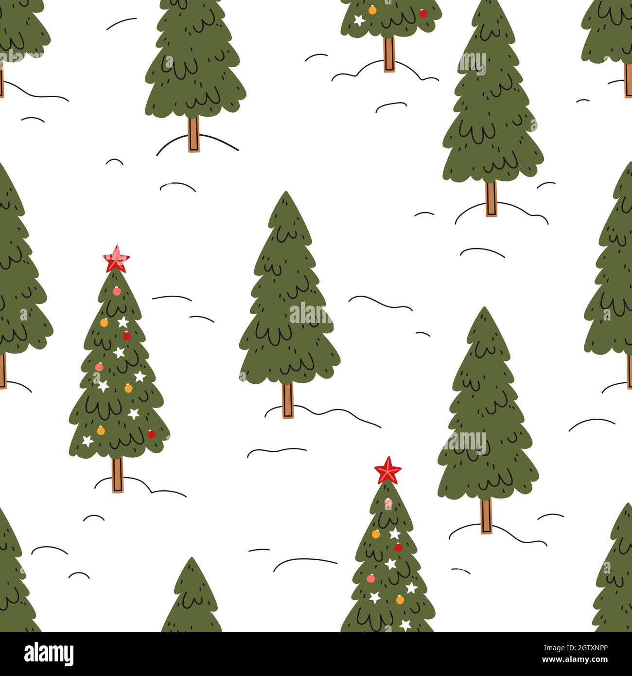 Christmas trees on a white background. Vector seamless pattern Stock ...