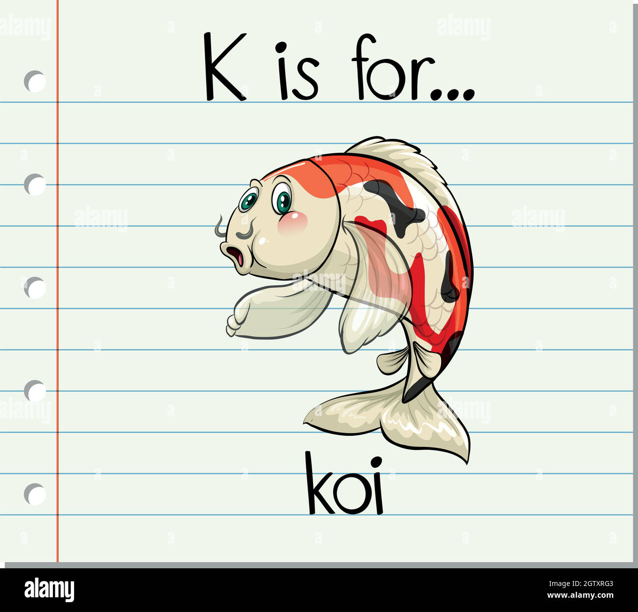 Flashcard letter K is for koi Stock Vector