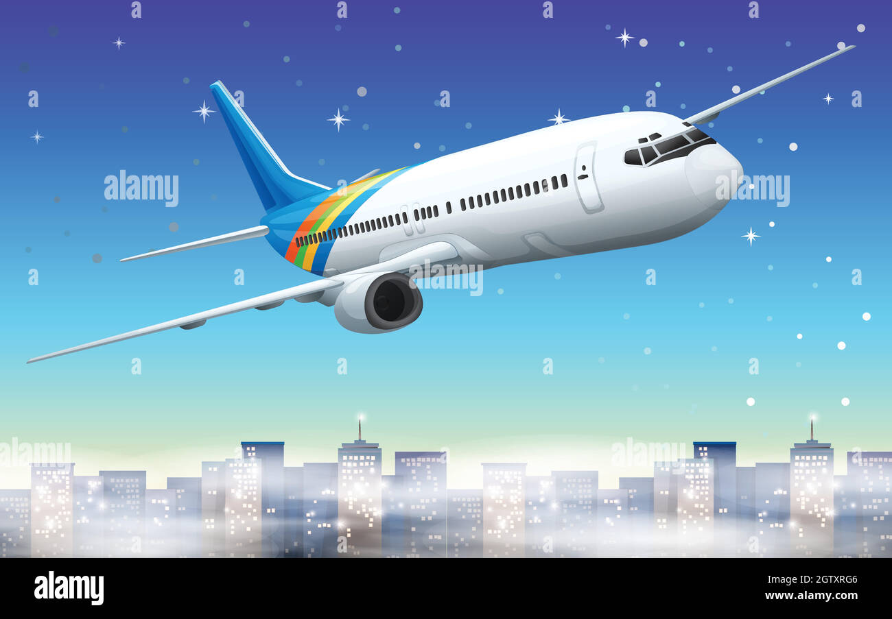 A big plane in the sky Stock Vector