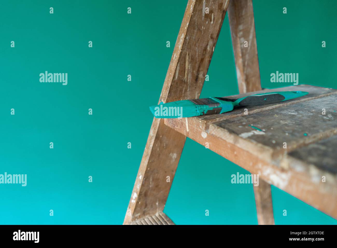 Close-up Of A Brush On A Ladder Stock Photo