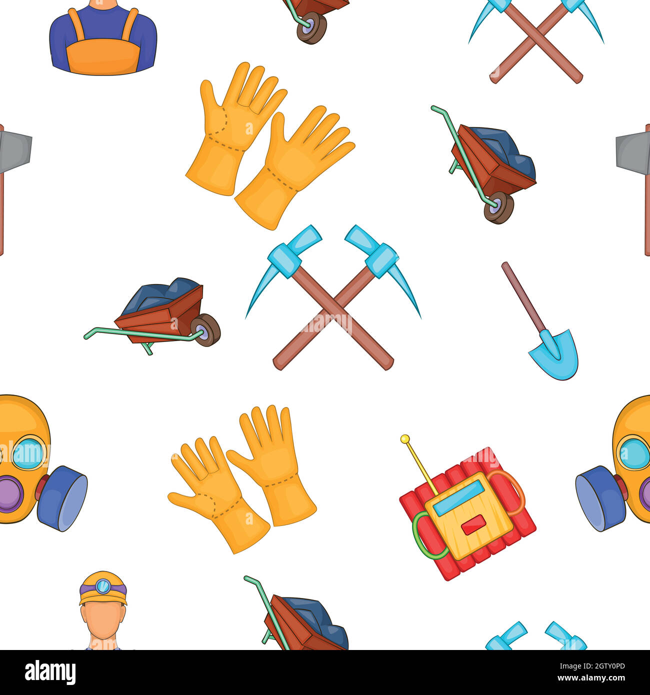 Coal mining pattern, cartoon style Stock Vector
