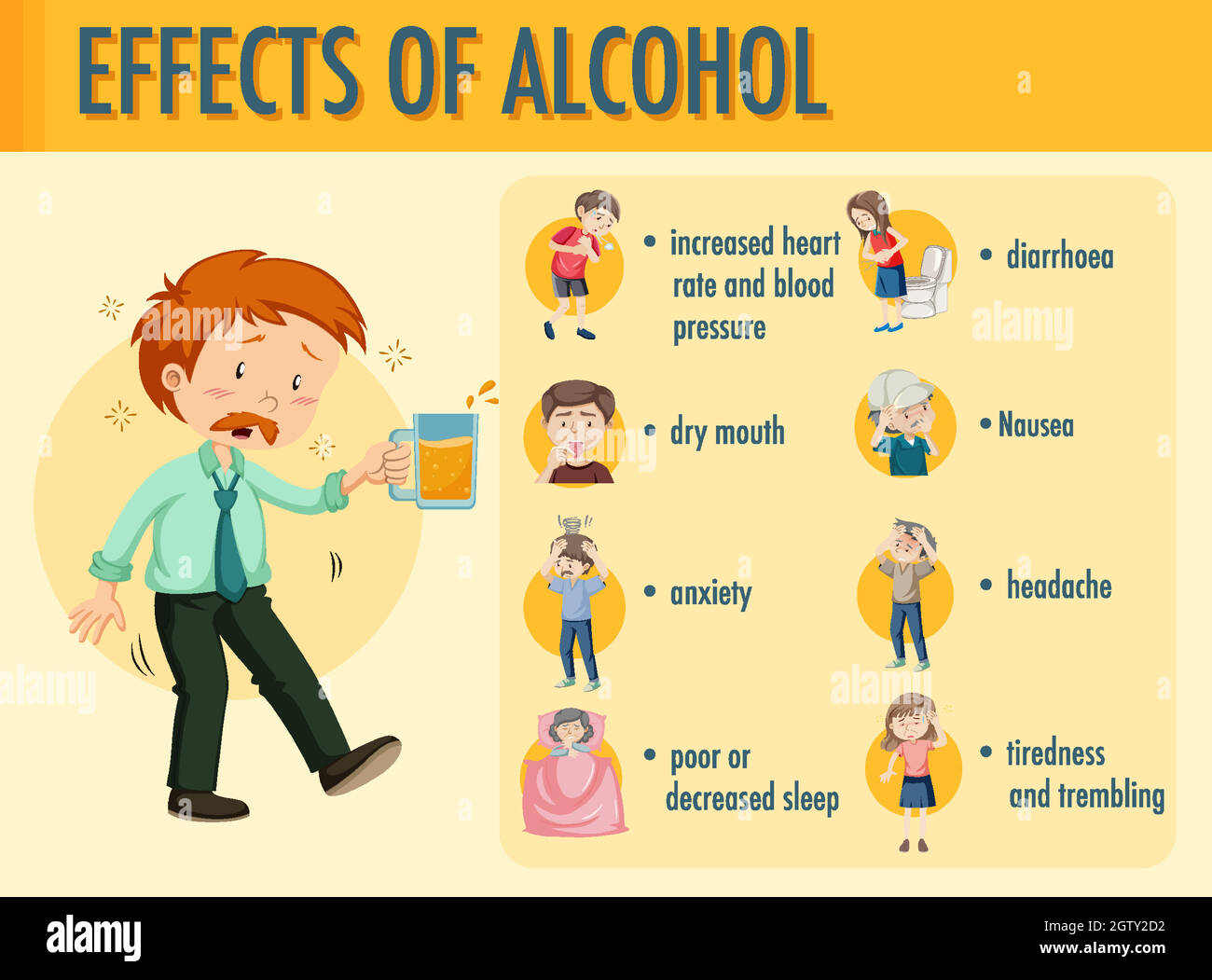 Effects of alcohol information infographic Stock Vector