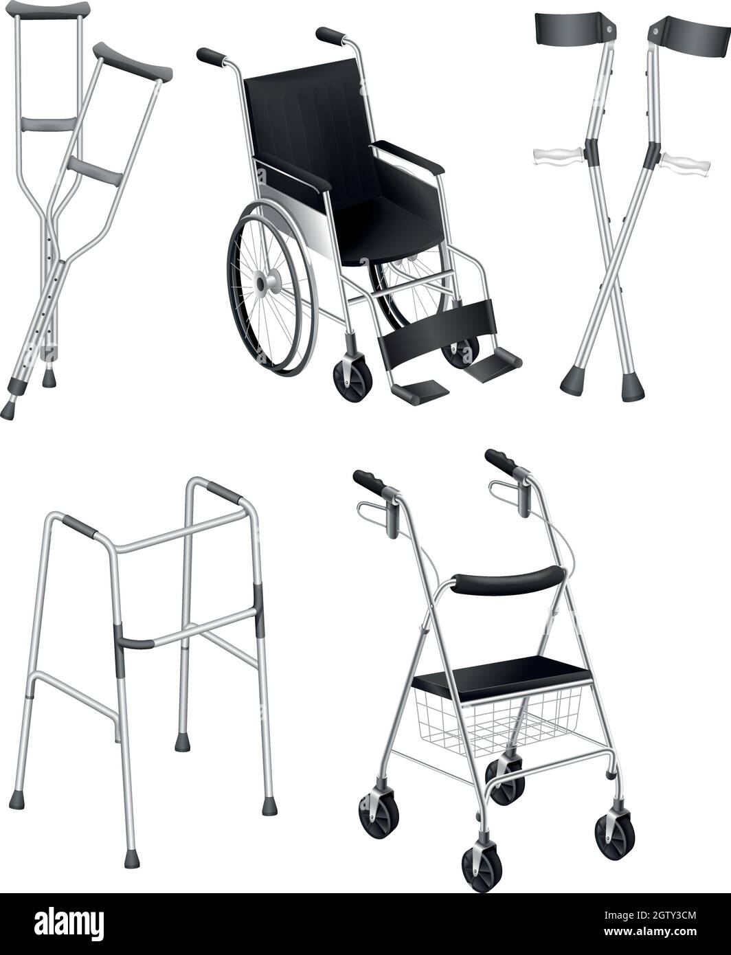 Crutches and Wheelchairs Stock Vector