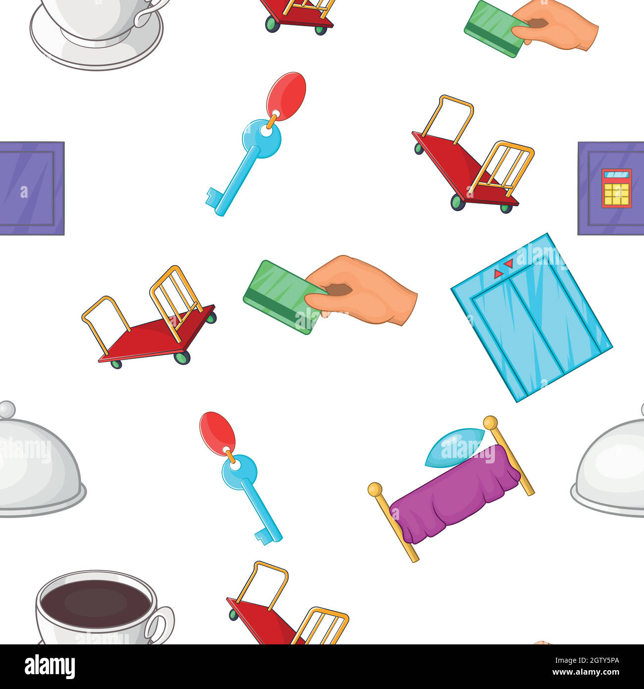 Hostel pattern, cartoon style Stock Vector