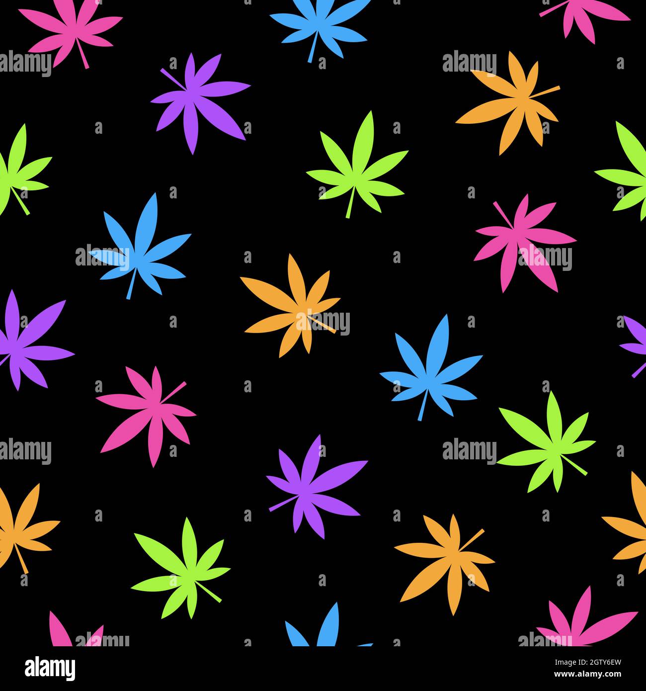 Colorful Marijuana Leaves Seamless Pattern. Cannabis Leaf. Vector Stock Vector