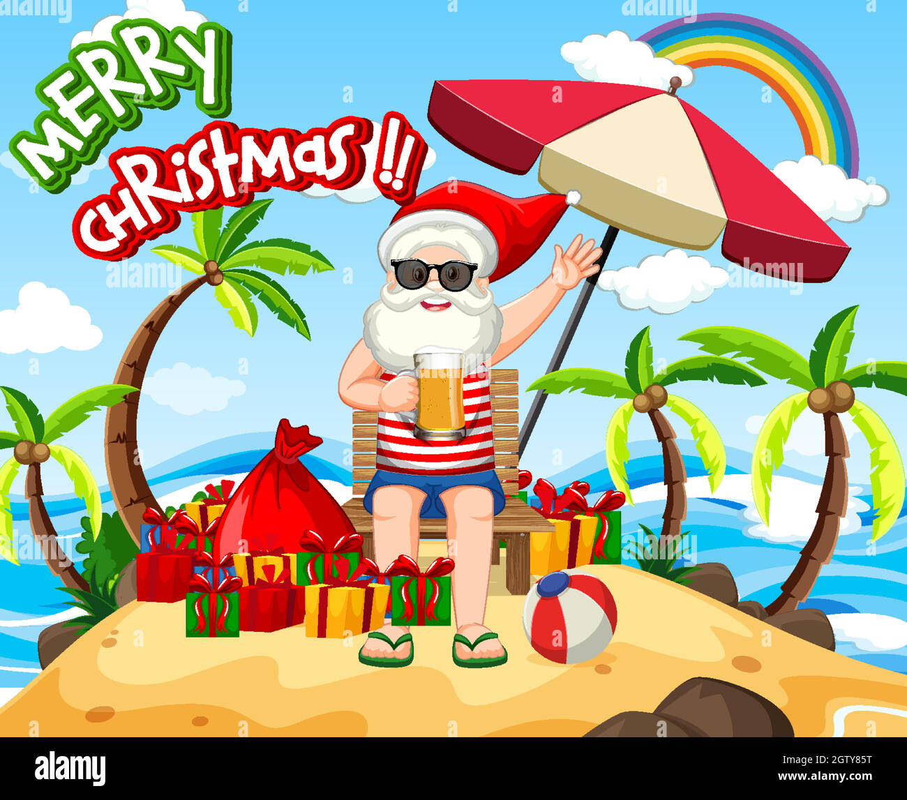 Santa Claus on the beach island for Summer Christmas Stock Vector Image &  Art - Alamy