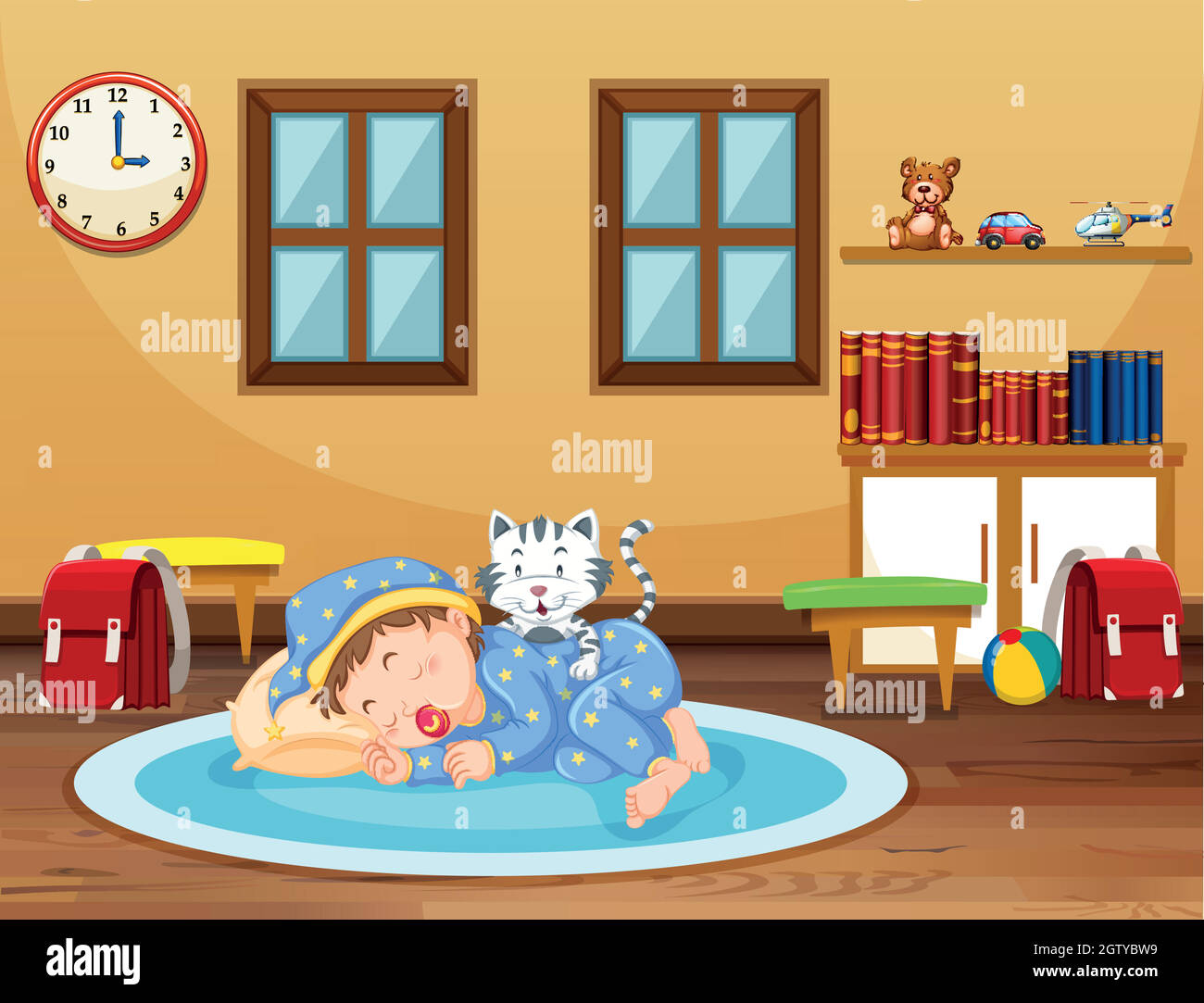 A Baby Sleeping Time at Home Stock Vector