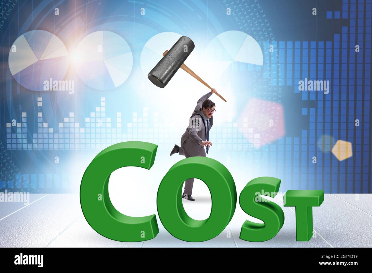 Cost optimisation concept with the falling costs Stock Photo Alamy