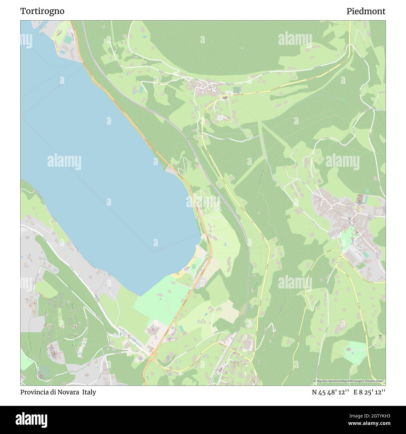 Tortirogno, Provincia di Novara, Italy, Piedmont, N 45 48' 12'', E 8 25' 12'', map, Timeless Map published in 2021. Travelers, explorers and adventurers like Florence Nightingale, David Livingstone, Ernest Shackleton, Lewis and Clark and Sherlock Holmes relied on maps to plan travels to the world's most remote corners, Timeless Maps is mapping most locations on the globe, showing the achievement of great dreams Stock Photo