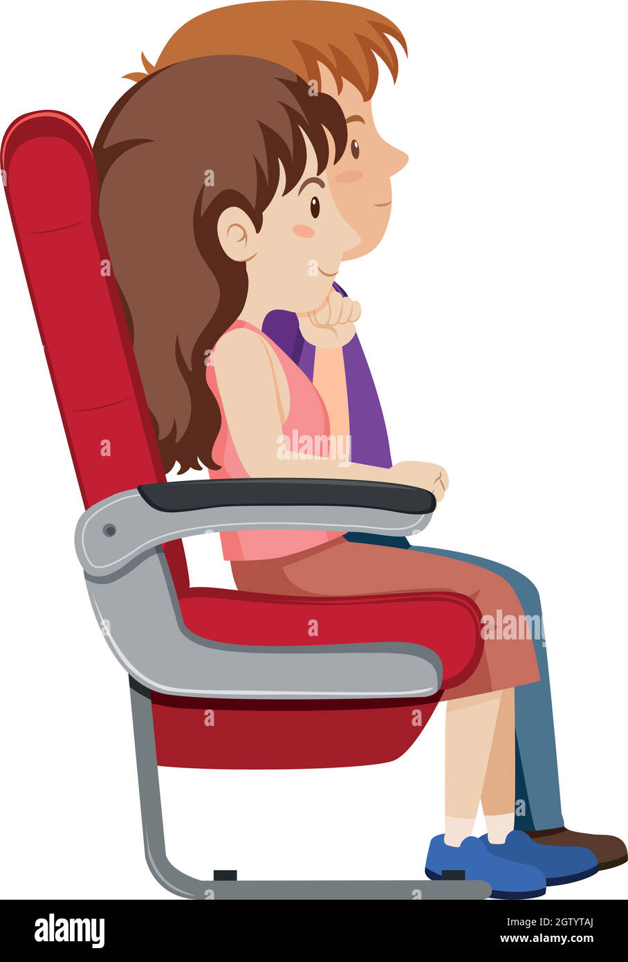 Couple on the plane seat Stock Vector