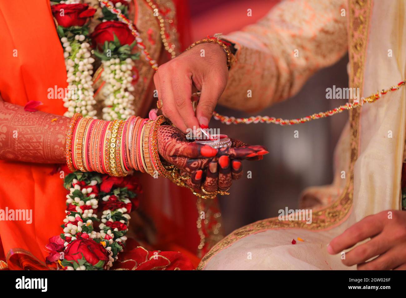 Indian Wedding Fill Story With Bridal And Groom Start To End With Fashion  Tasty Food, Jewellery Decoration Saptapadi Samayu Javtal Ganesh Puja  Beautiful Background All Wedding Rituals Sindur Stock Photo, Picture and