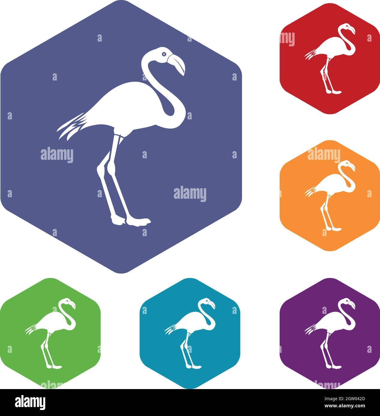 Flamingo icons set Stock Vector