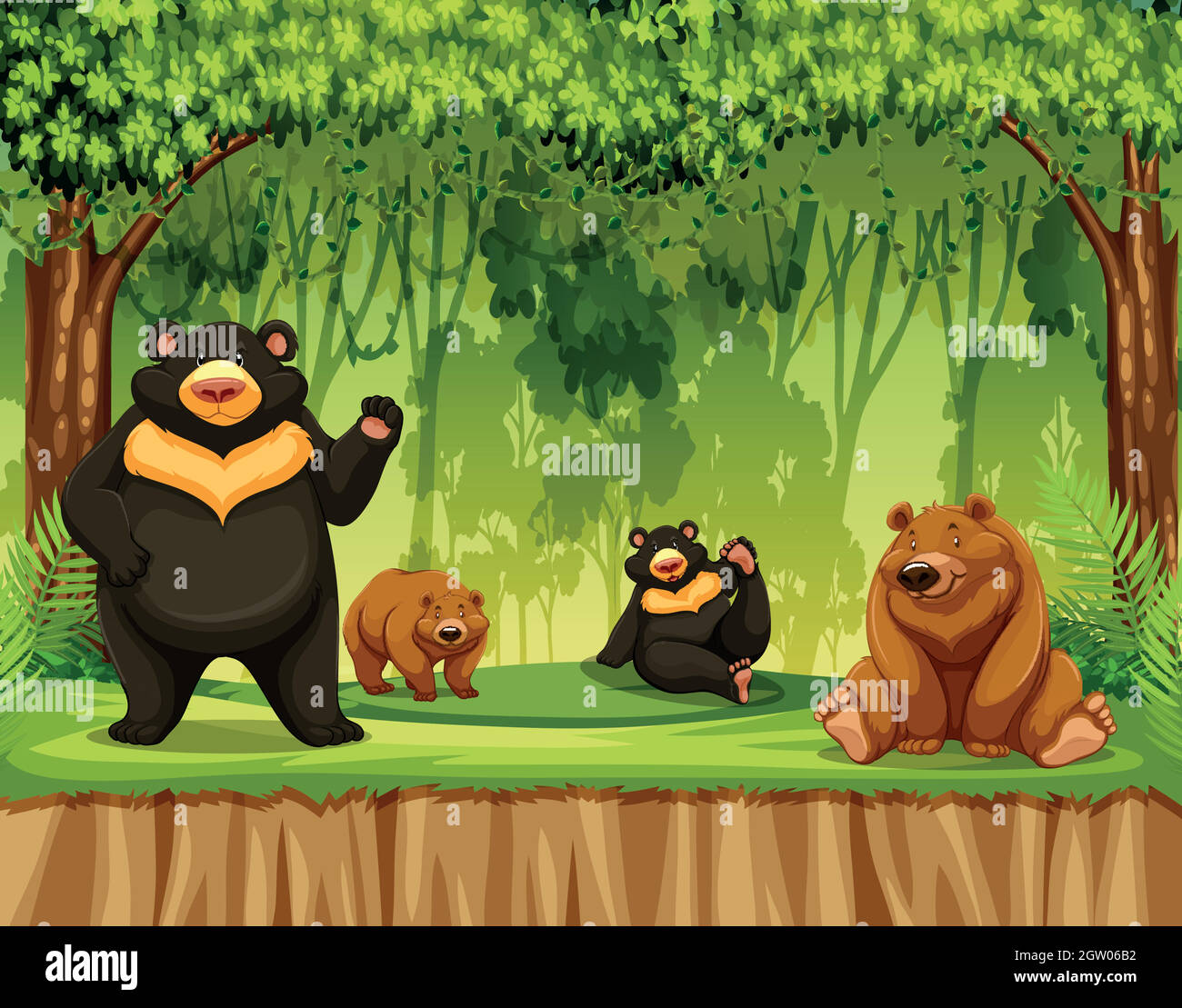 Group of grizzly bear in jungle Stock Vector Image & Art Alamy