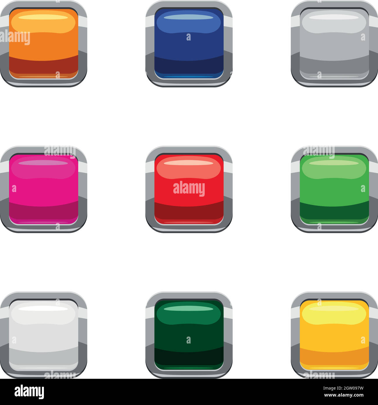 Select action with button icons set, cartoon style Stock Vector