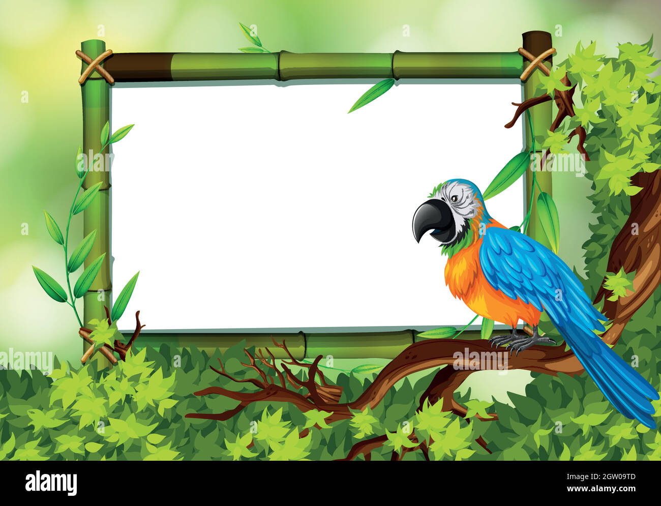 Parrot on nature green template Stock Vector Image & Art Alamy