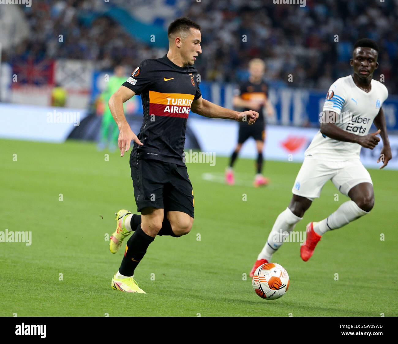 Olimpiu Morutan of Galatasaray, Bamba Dieng of Marseille during the UEFA Europa  League, Group E football match between Olympique de Marseille (OM) and  Galatasaray SK on September 30, 2021 at Stade Velodrome