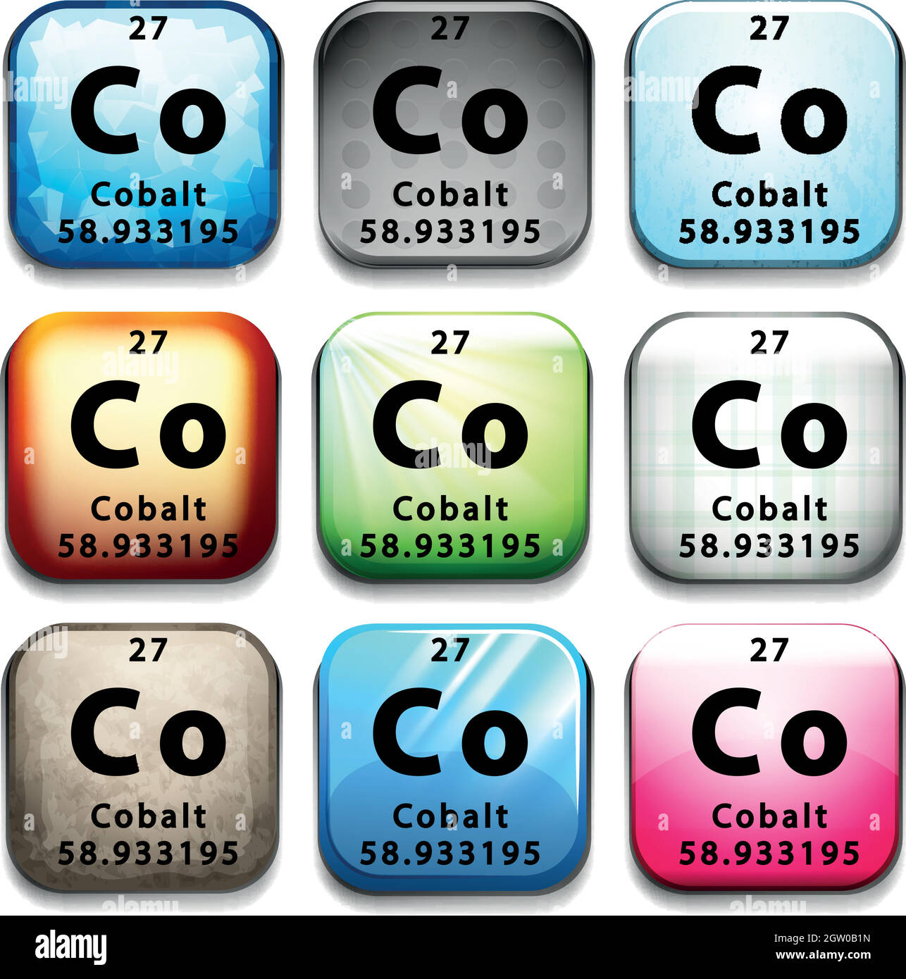 A button showing the chemical element Cobalt Stock Vector
