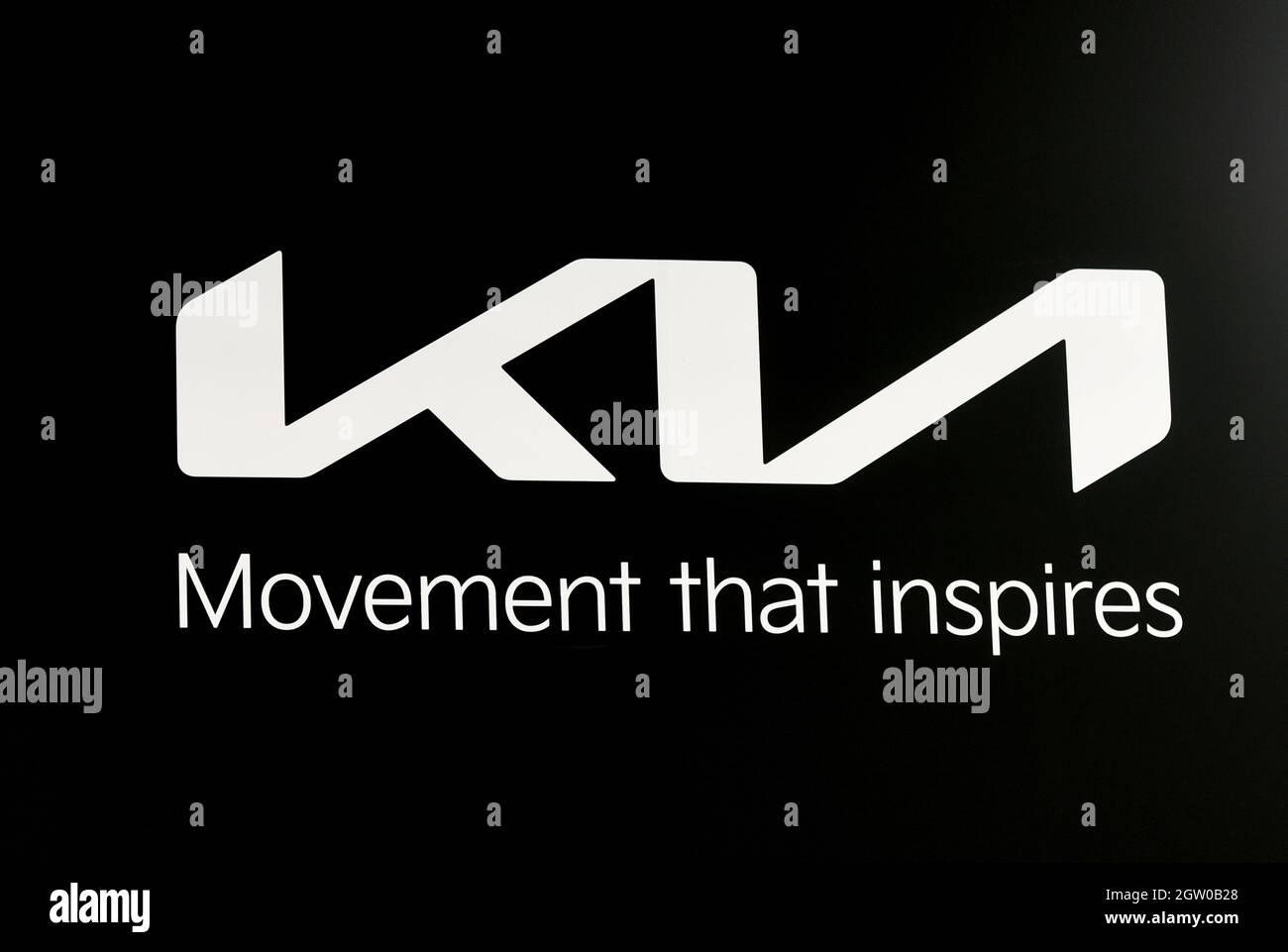 Barcelona, Spain. 02nd Oct, 2021. Kia logo seen at the Automobile Barcelona 2021. Credit: SOPA Images Limited/Alamy Live News Stock Photo