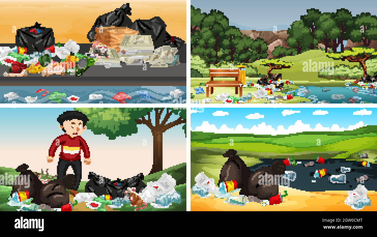 Polluted Scenes Set of polluted scenes Stock Vector Image & Art - Alamy
