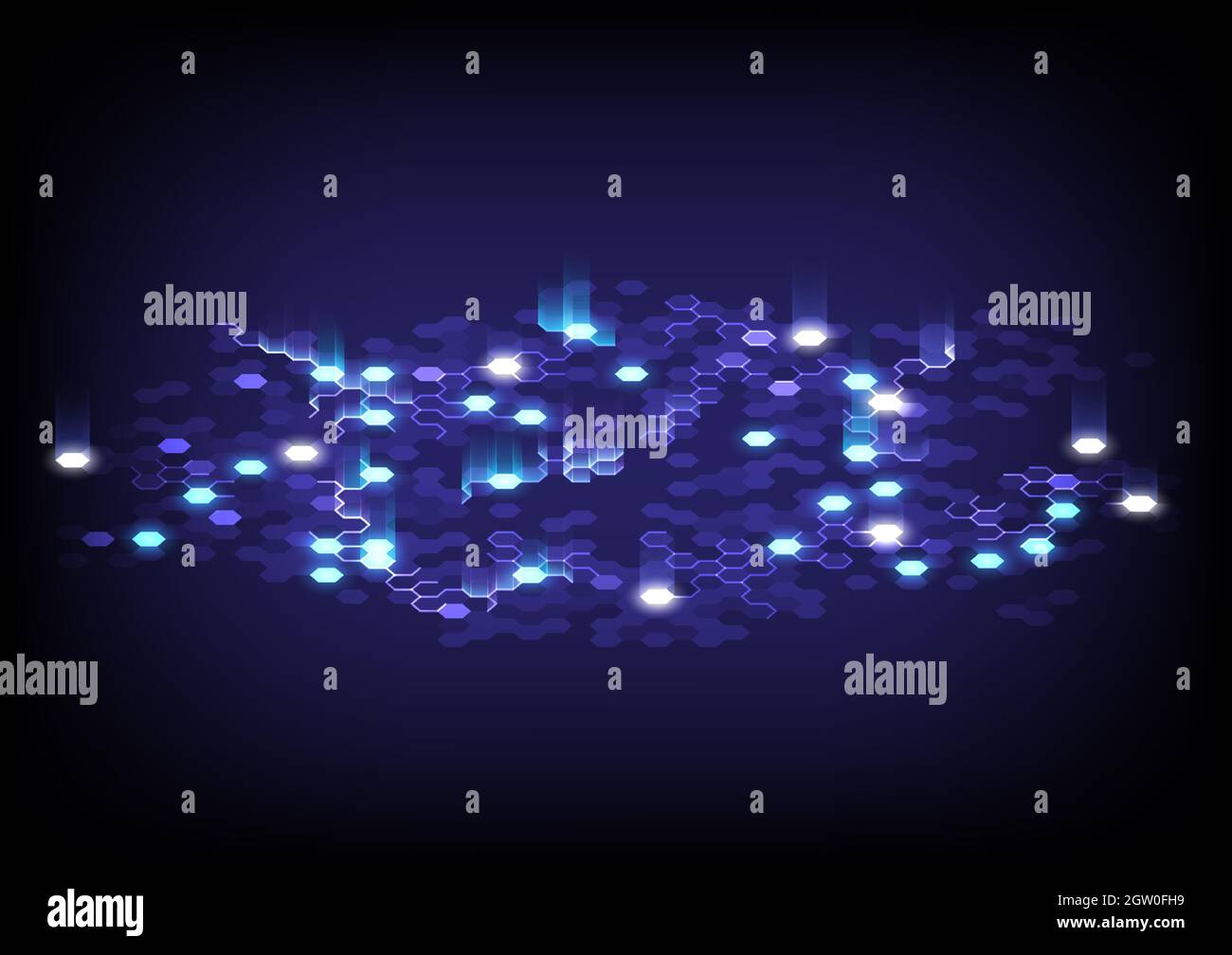 Abstract futuristic digital background. Technology for business, science, technology, hologram and engineer artwork. Vector design element. Glowing he Stock Vector