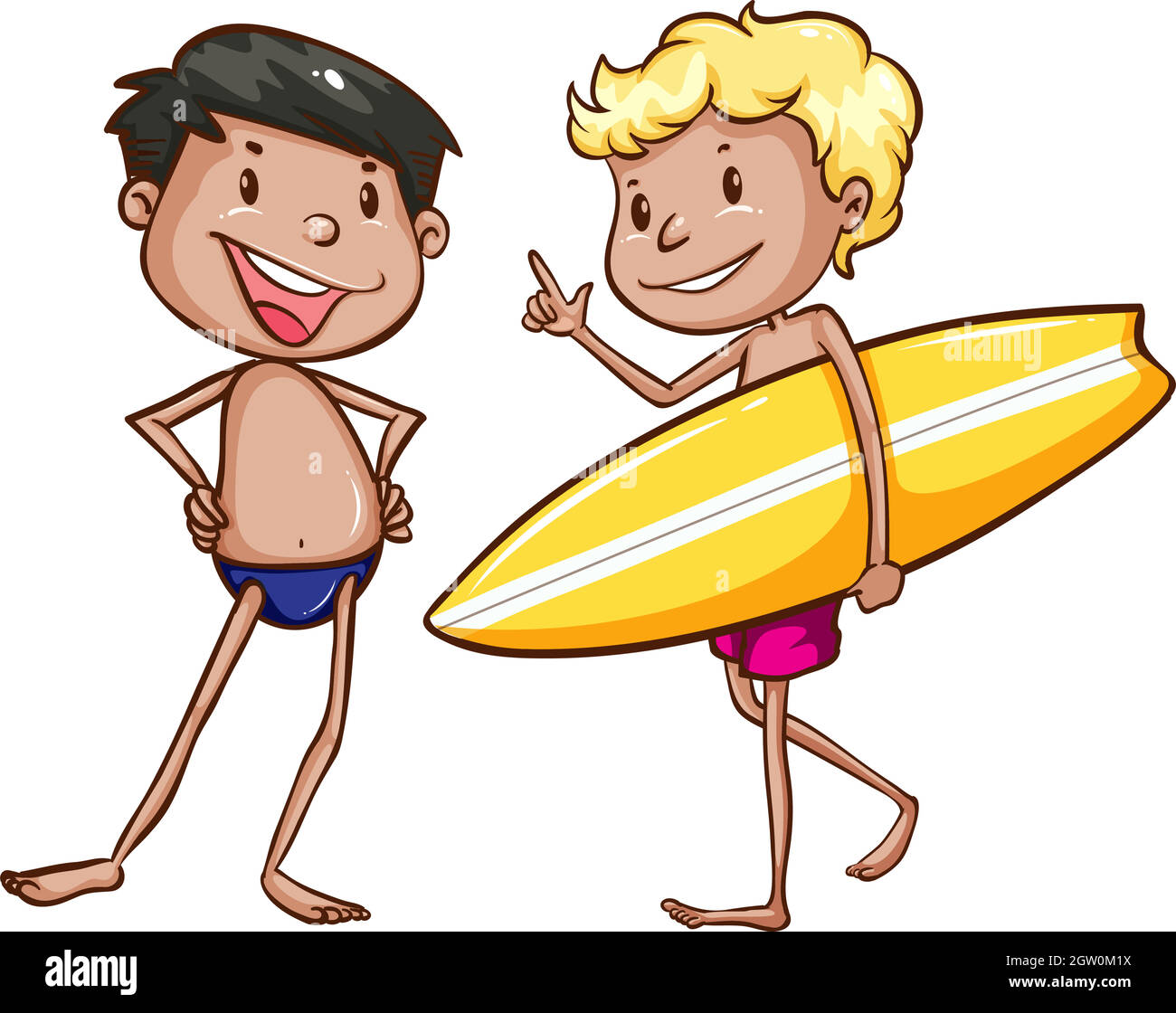 Simple sketches of the men going to the beach Stock Vector