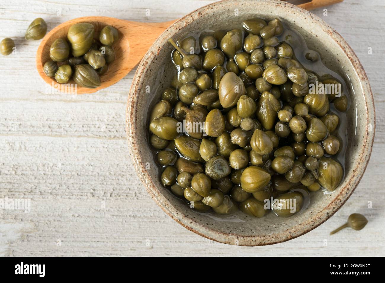 Capers In A Bowl Stock Photo