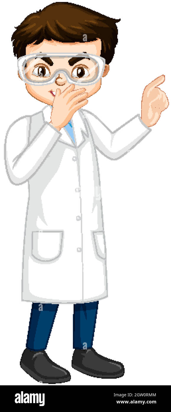 A boy cartoon character wearing laboratory coat Stock Vector Image